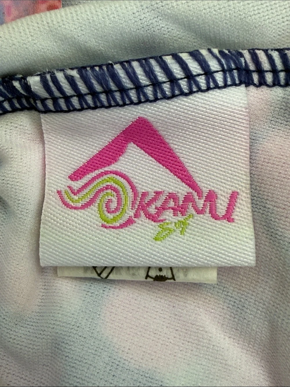 Kanu Surf Navy One-Piece Swimsuit with Pink & Turquoise Floral Print. Size 12.